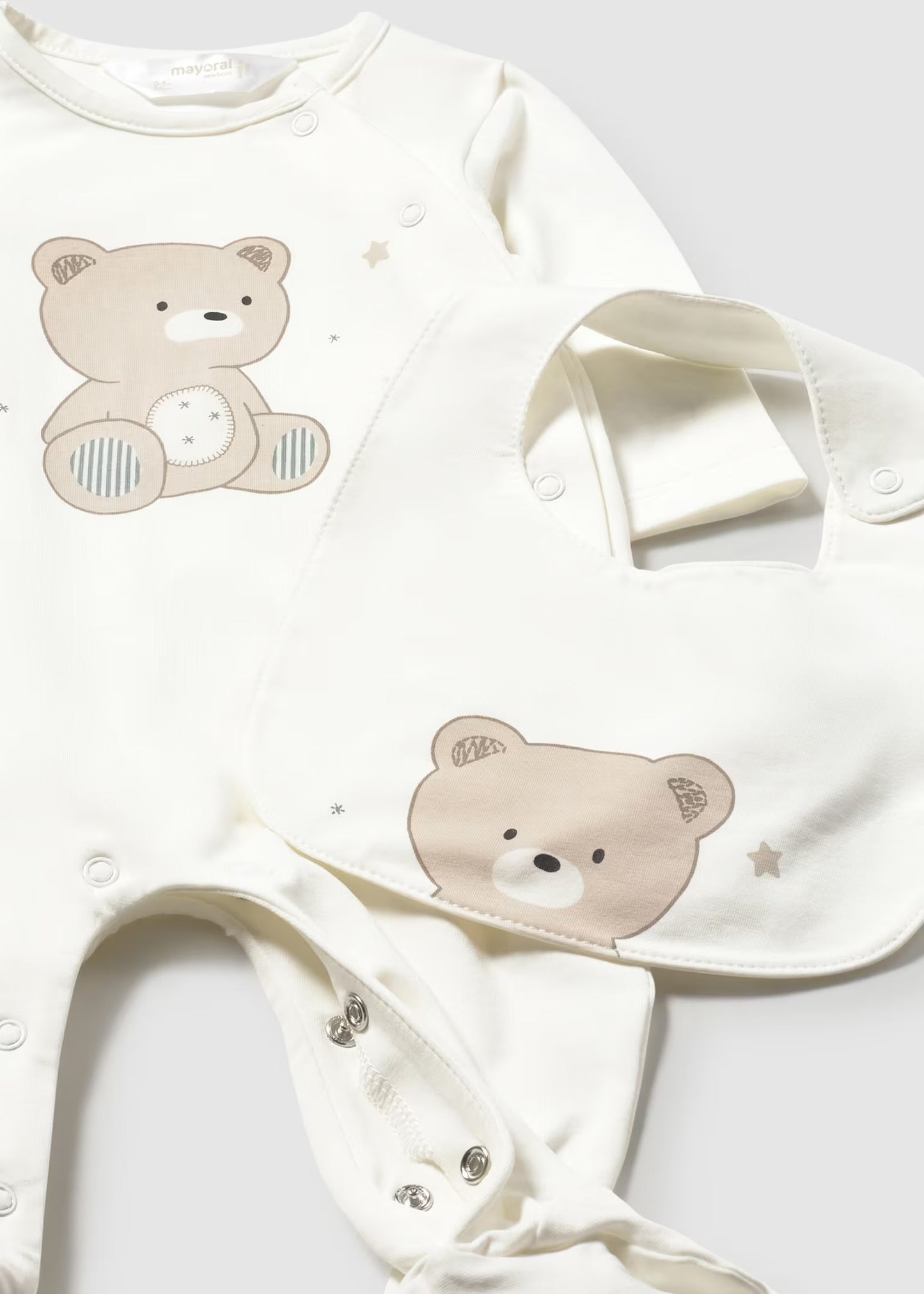 Mayoral Newborn Boy Silkscreen Print One-Piece with Bib Set