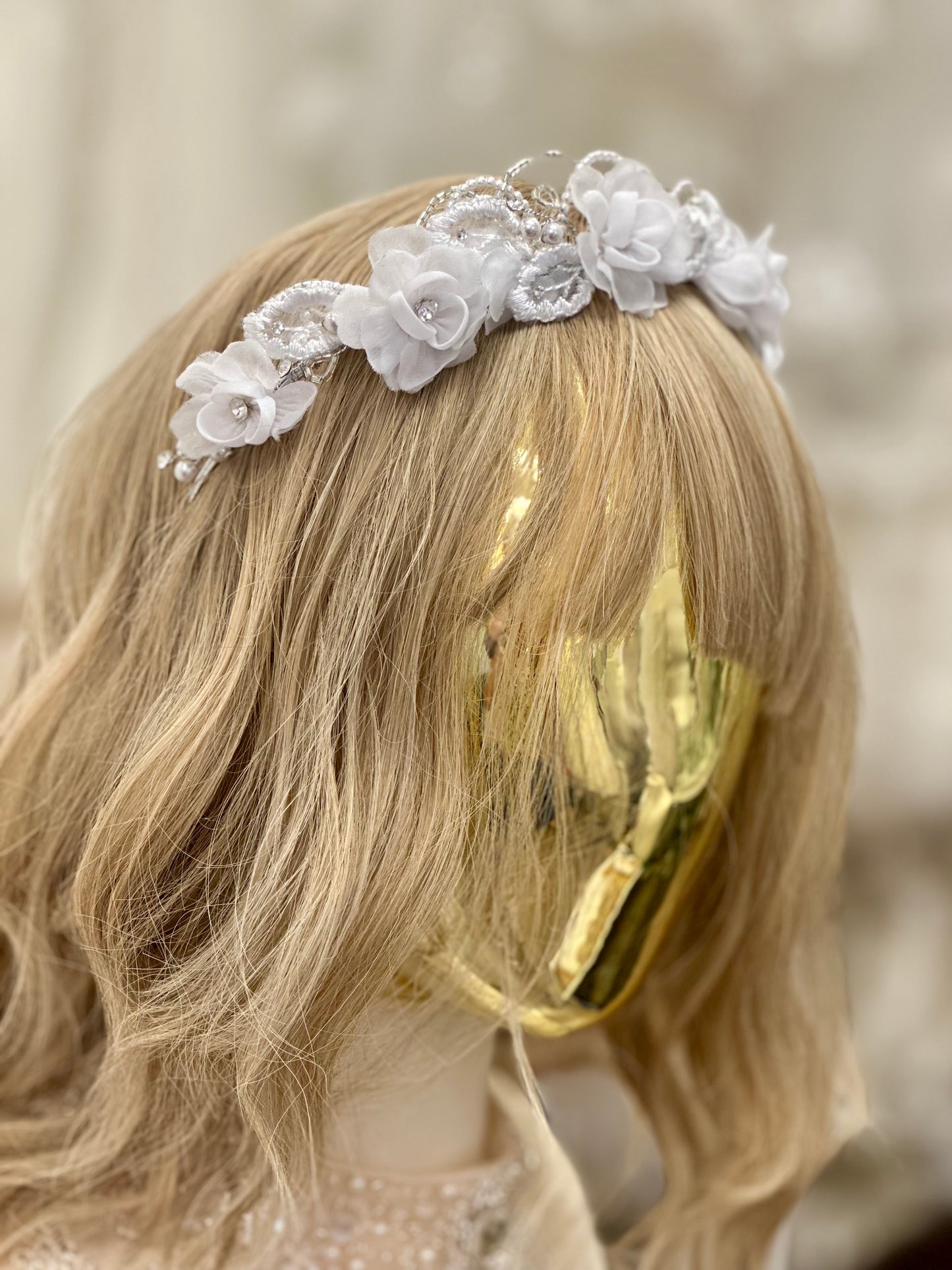 Organza flowers with rhinestone Headband