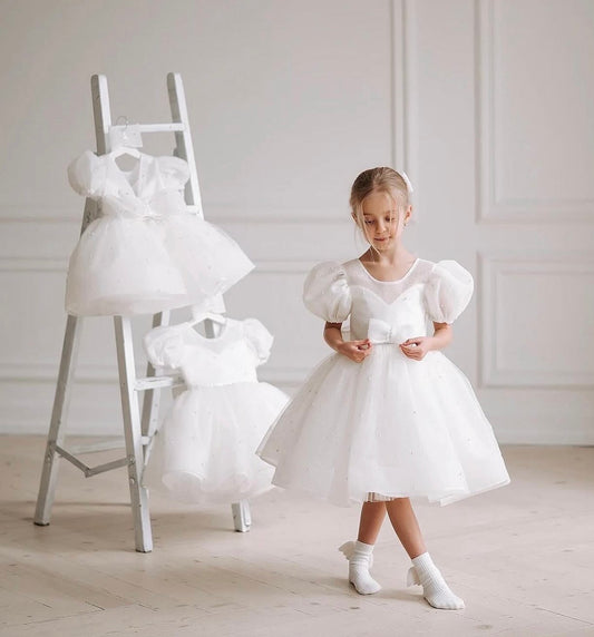 Girls Dress with 3D Pearls