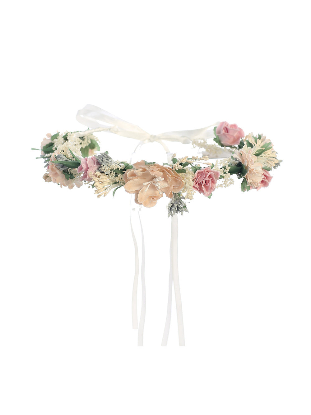 Floral Crown with Multicolored Flowers and Satin Tie