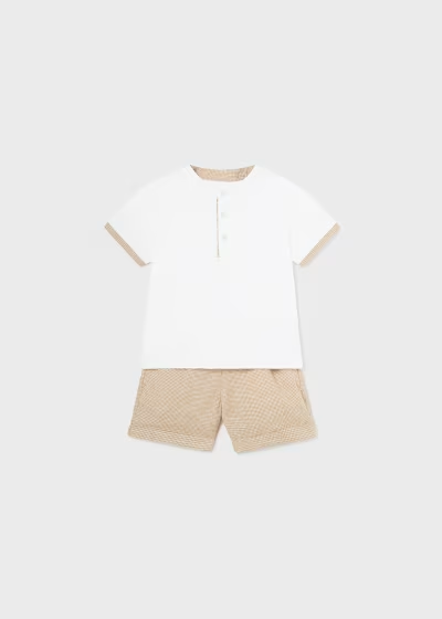 Mayoral Baby 2-piece set mandarin collar polo shirt