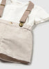 Mayoral Newborn Boy Shorts with Suspenders and Shirt Set