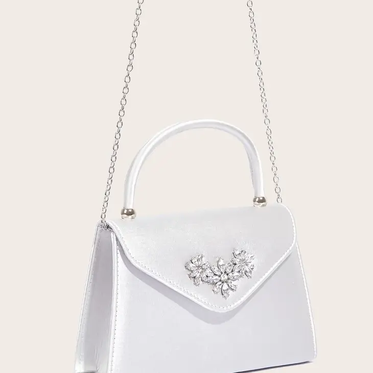 Satin Clutch w/Crystal Detail