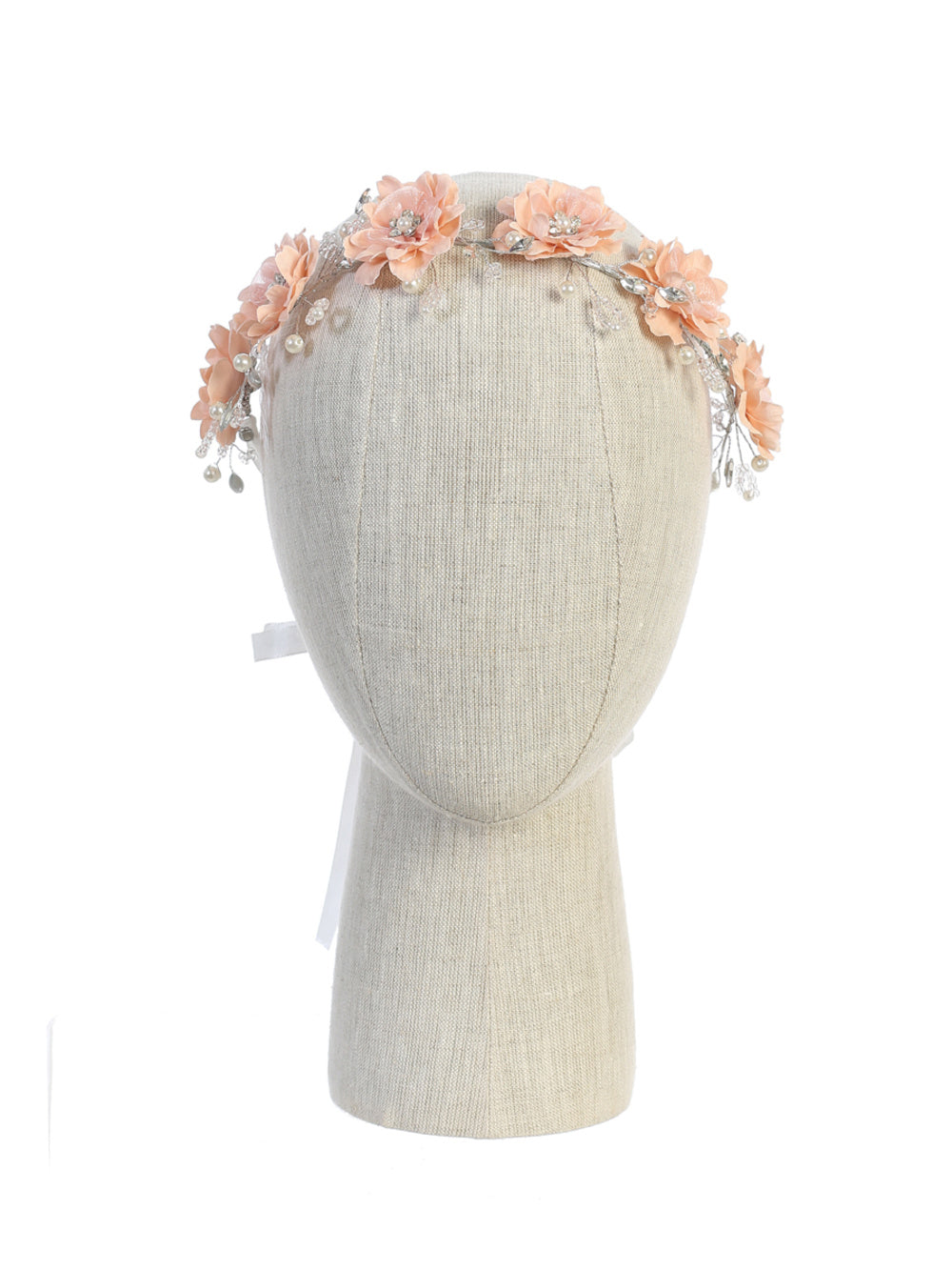 Silk Flower Headband with Rhinestones and Pearls