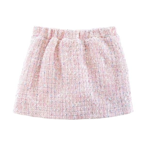 Pink Tweed Skirt & LS Top Set