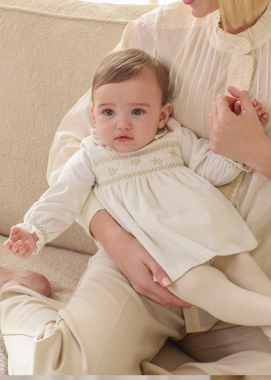 Mayoral Baby Velour Dress w/Smocking