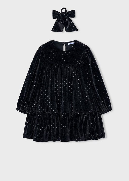 Mayoral Girl P.Dot Velvet Dress