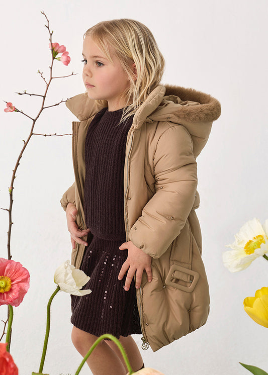 Abel & Lula Satin Jeweled Puffer Coat