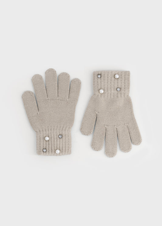 Mayoral Girl Mitten Set w/Pearl & Crystals