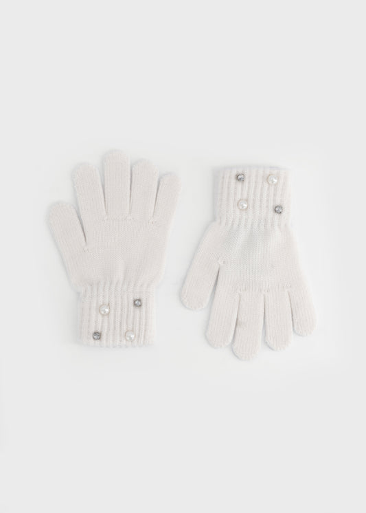 Mayoral Girl Mitten Set w/Pearl & Crystals