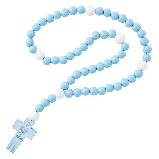 Blue Wood Baby Rosary