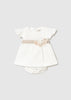 Mayoral Newborn Girl Dress with Floral Sash and Bloomers