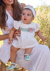 Mayoral Newborn Girl Dress with Floral Sash and Bloomers