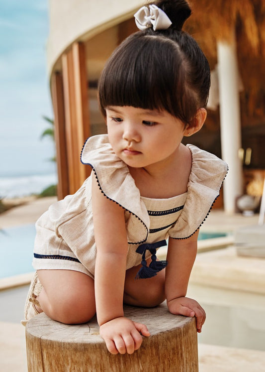 Mayoral Linen Ruffle Jumpsuit