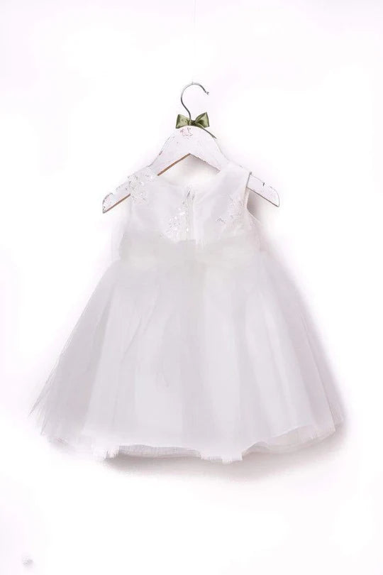 Infant Satin Dress w/Embroidery/Rhinestone Belt "Janet"