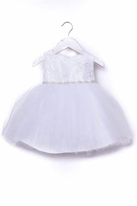 Infant Satin Dress w/Embroidery/Rhinestone Belt "Janet"
