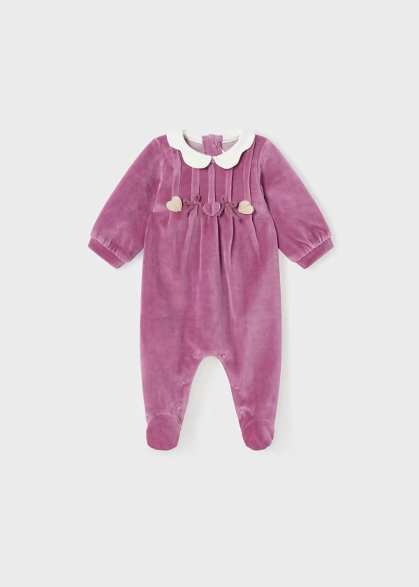 Mayoral Velour Onesie w/Hearts