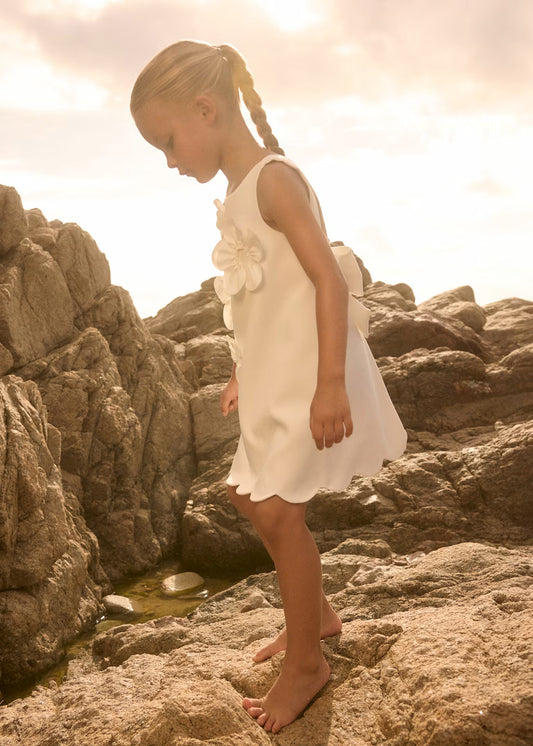 Abel & Lula Girl 3D Floral Crepe Dress