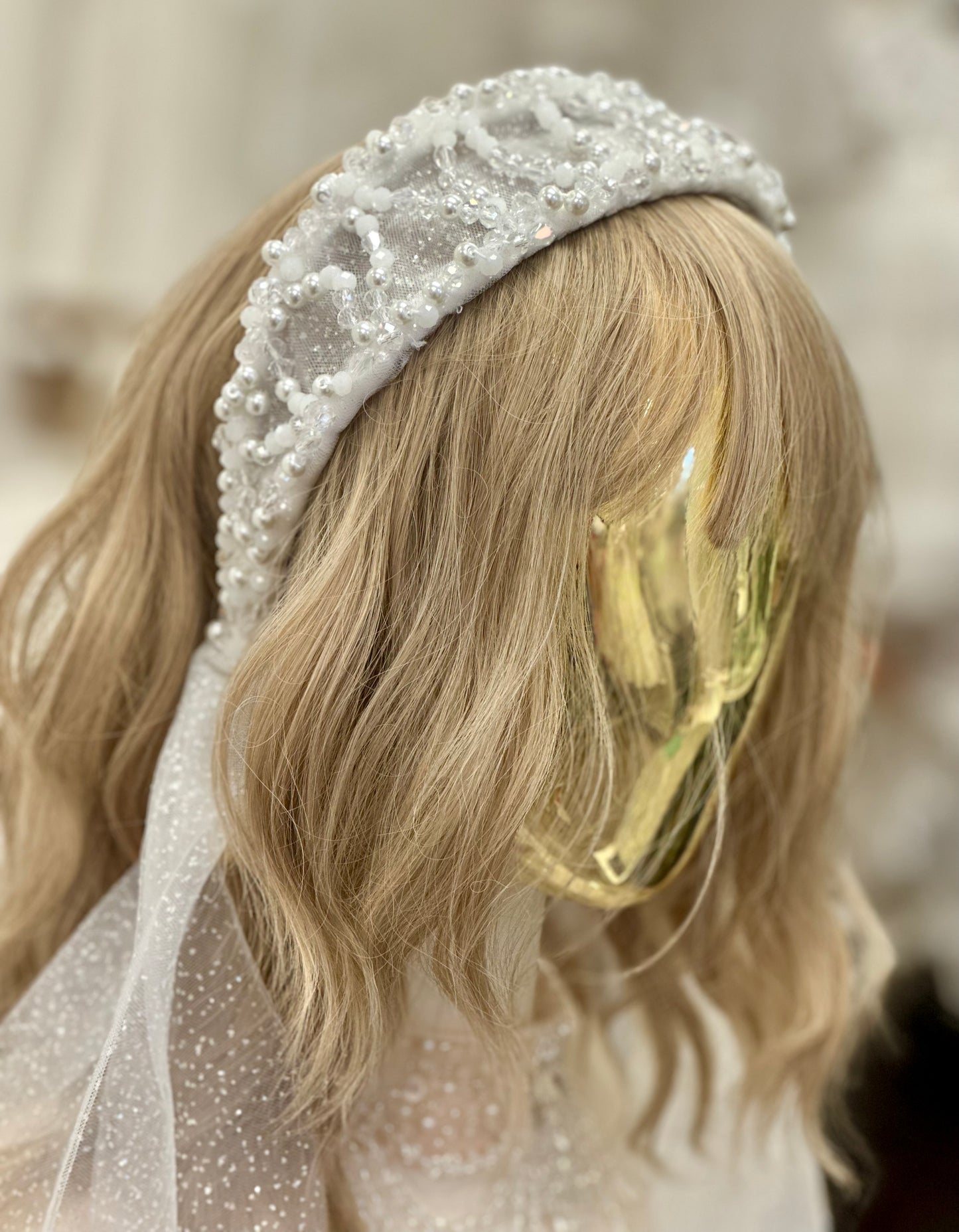 AB Beaded Sparkle Tulle Headband