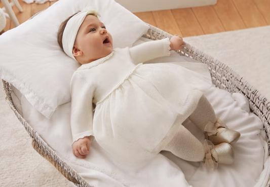 Mayoral Knit Dress with Glitter Tulle Skirt