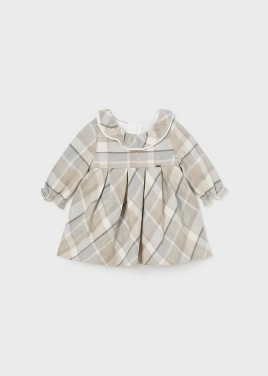 Mayoral Ruffle Neck Plaid Dress