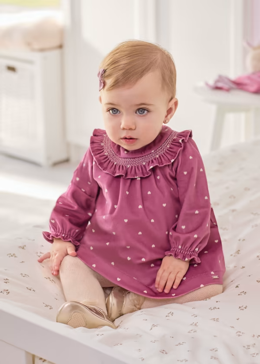 Mayoral Floral Velvet Dress w/Hearts