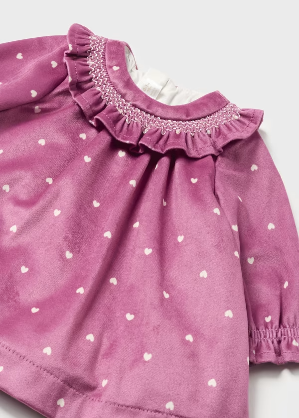 Mayoral Floral Velvet Dress w/Hearts