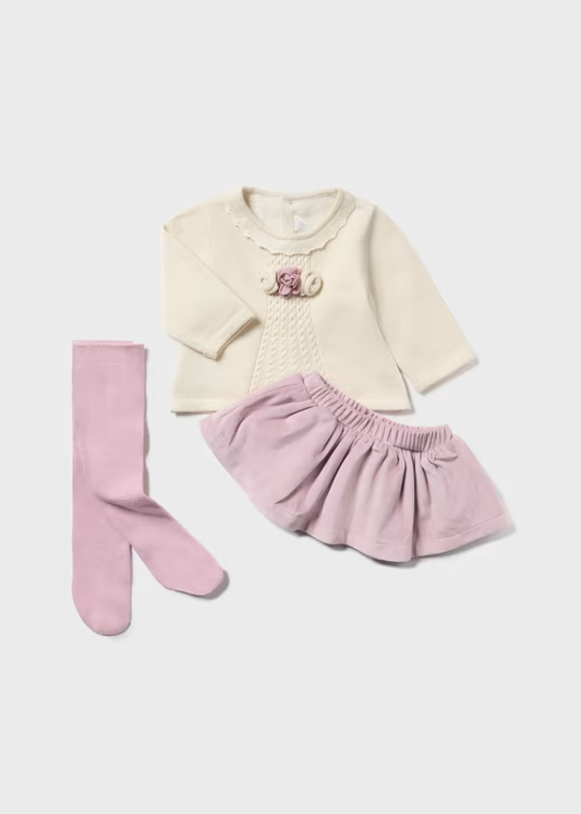 Mayoral Sweater,Velvet Skirt & Tights
