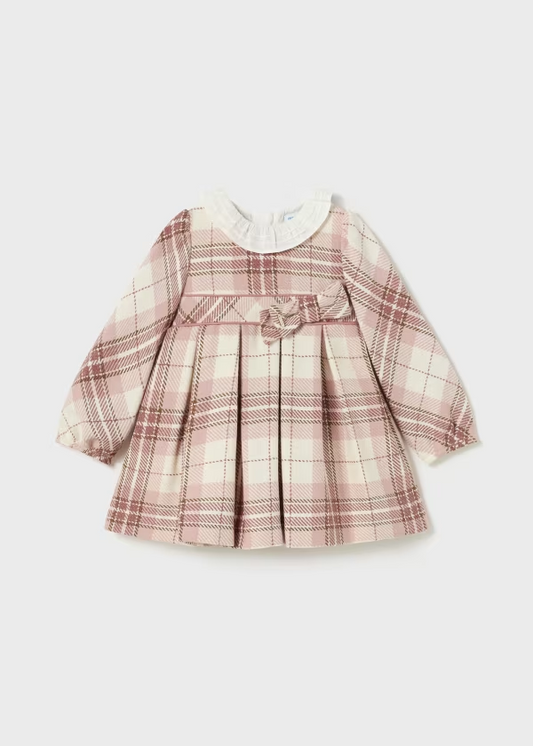 Mayoral Checked Ruffle Neck Dress