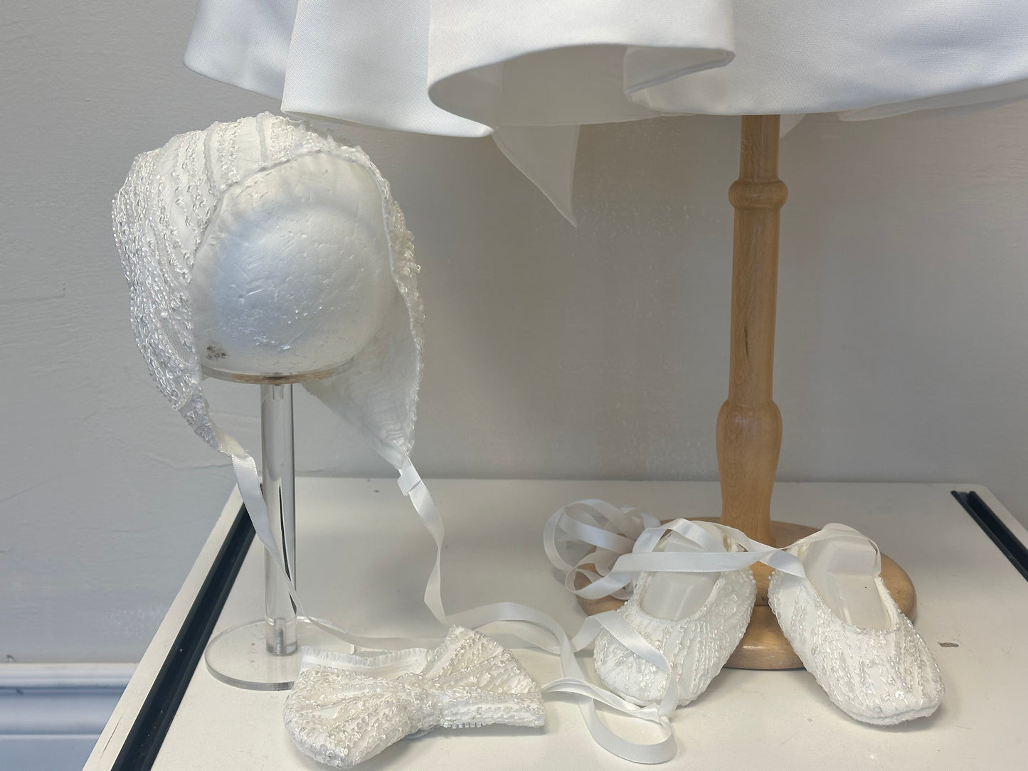 Infant Baptism Dress, Bonnet, Headband & Shoes