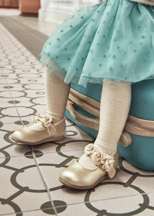 Mayoral Metallic Flower Mary Janes