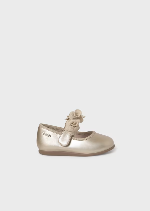 Mayoral Metallic Flower Mary Janes
