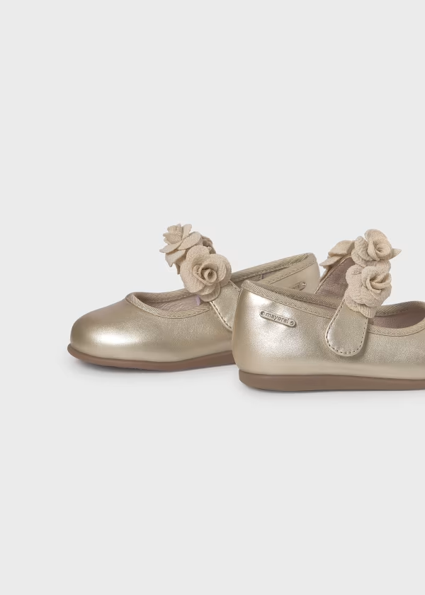 Mayoral Metallic Flower Mary Janes