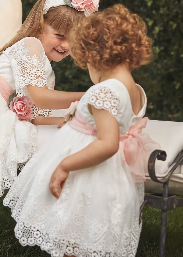 Abel & Lula Baby tulle embroidered guipure dress