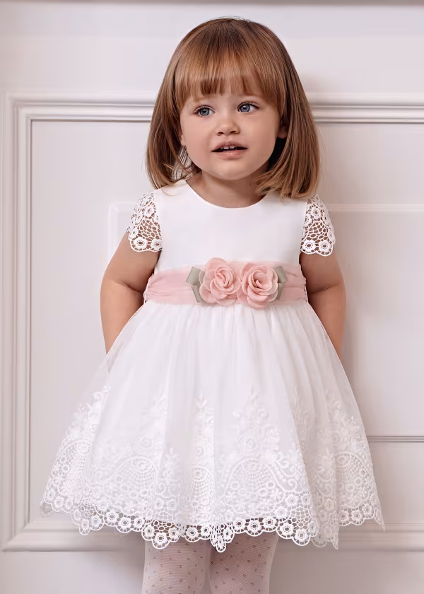 Abel & Lula Baby tulle embroidered guipure dress