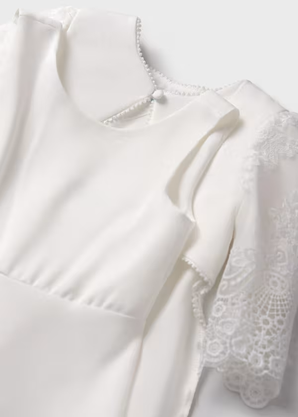 Abel & Lula Girls Embroidered Jumpsuit With Cardigan