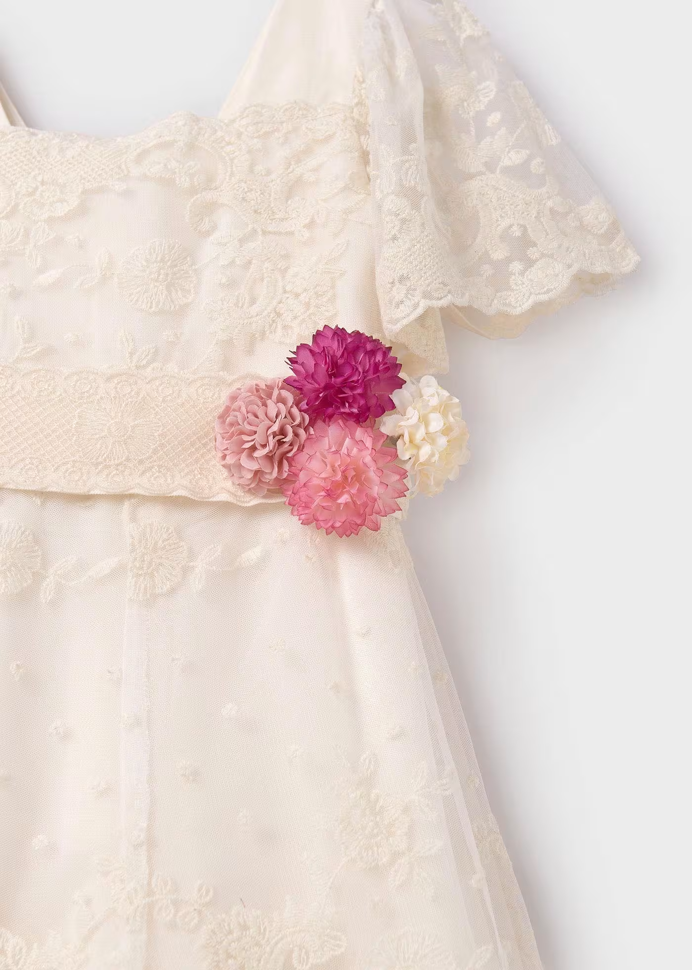 Abel & Lula Girls Embroidered Tulle Romper