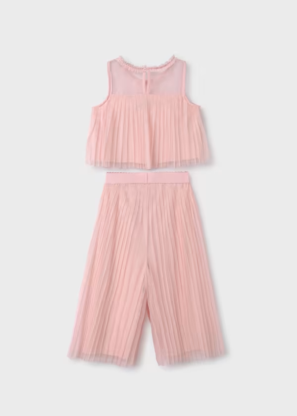 Abel & Lula Girl Set Of Pleated Tulle Pants And Top