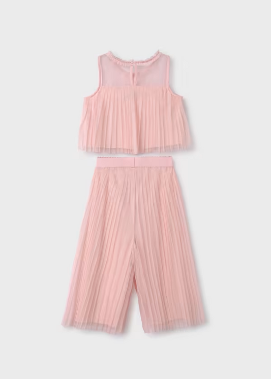 Abel & Lula Girl Set Of Pleated Tulle Pants And Top