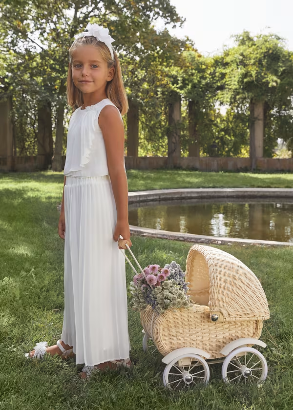 Abel & Lula Top And Pleated Crepe Trousers Set