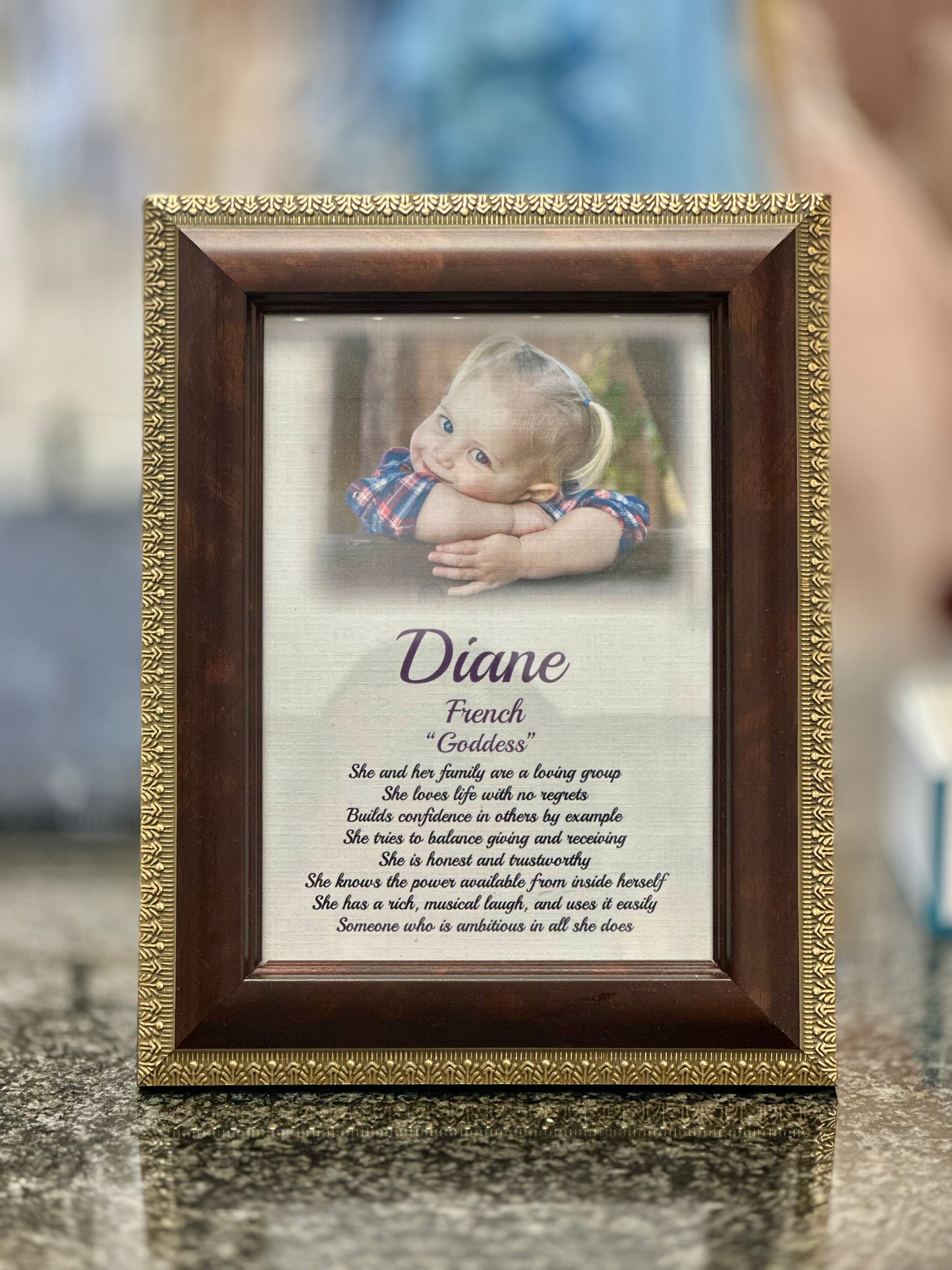 5x7 Personalized First Name Frame Burgandy