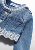 Abel & Lula Girl Guipure Denim Crop Jacket