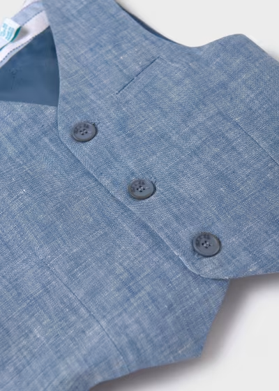 Abel & Lula Baby Set Of Striped Linen Shorts, Vest & Shirt