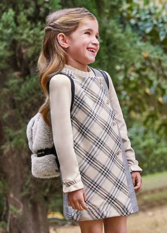 Abel & Lula Plaid Jumper w/Interlock Glitter Turtleneck