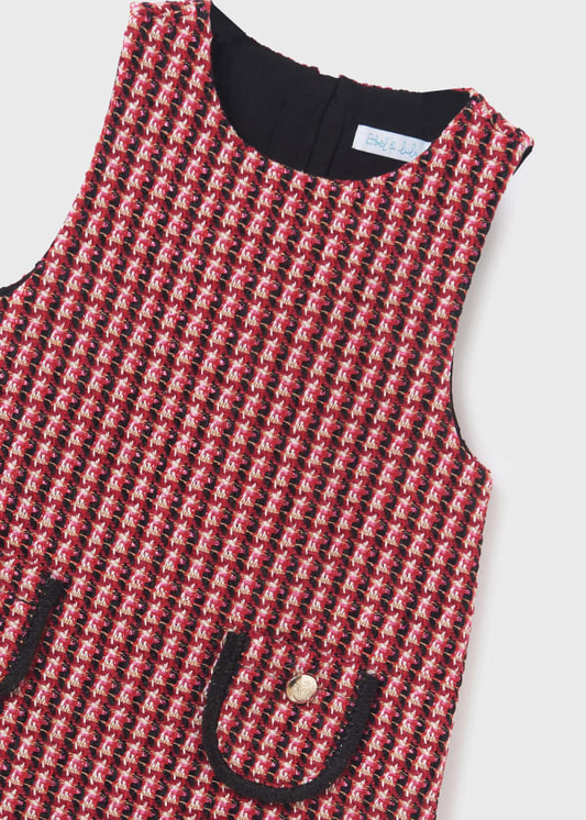Abel & Lula Plaid Tweed Pinafore,Interlock Glitter Turtleneck