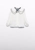 Abel & Lula Girl Chiffon Blouse with Embroidered Collar, Hound Tooth Shorts