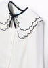 Abel & Lula Girl Chiffon Blouse with Embroidered Collar, Hound Tooth Shorts