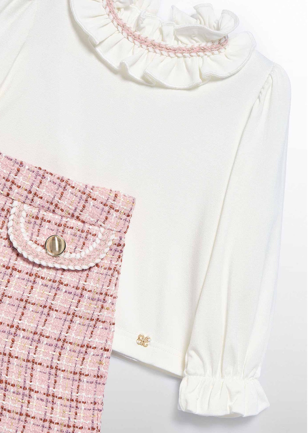 Abel & Lula Baby Girl Lurex Plaid Bermuda Shorts Set