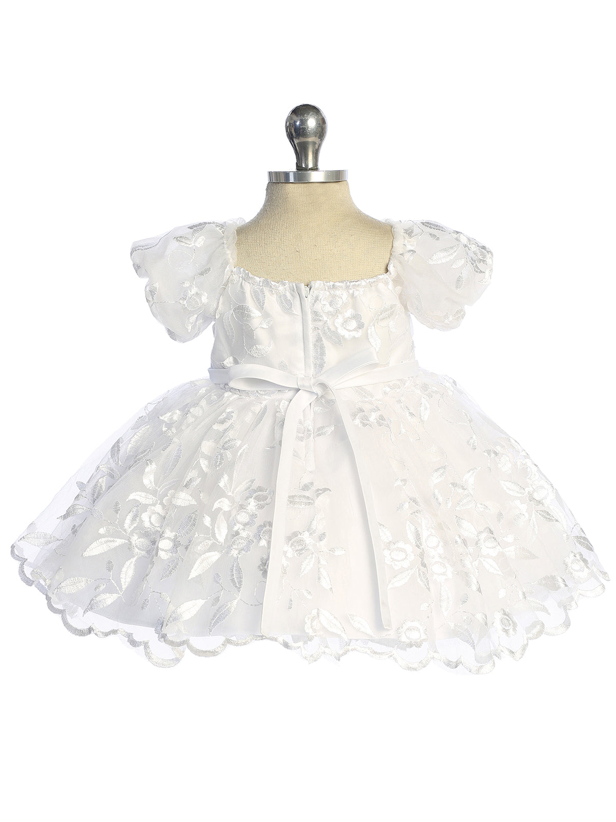 Infant Beautiful All Lace Dress with Stretch Puff Sleeves