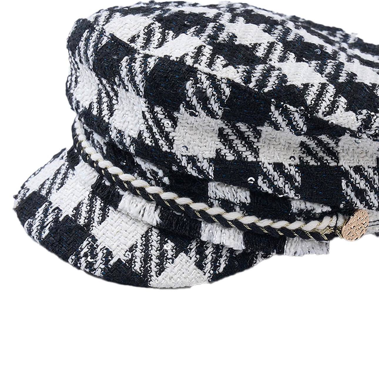 Abel & Lula Tweed Hounds Tooth Sailor Cap